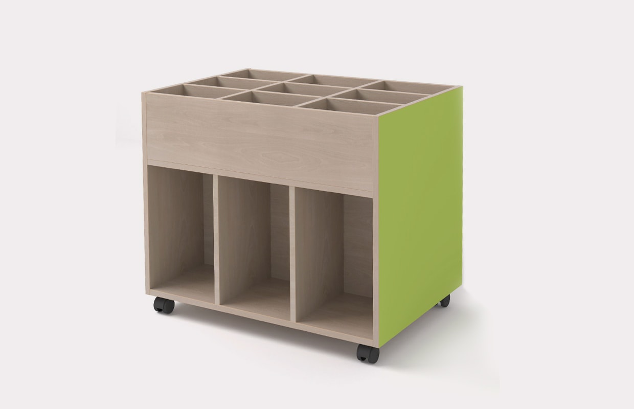 Librería tipo carro para escuela infantil